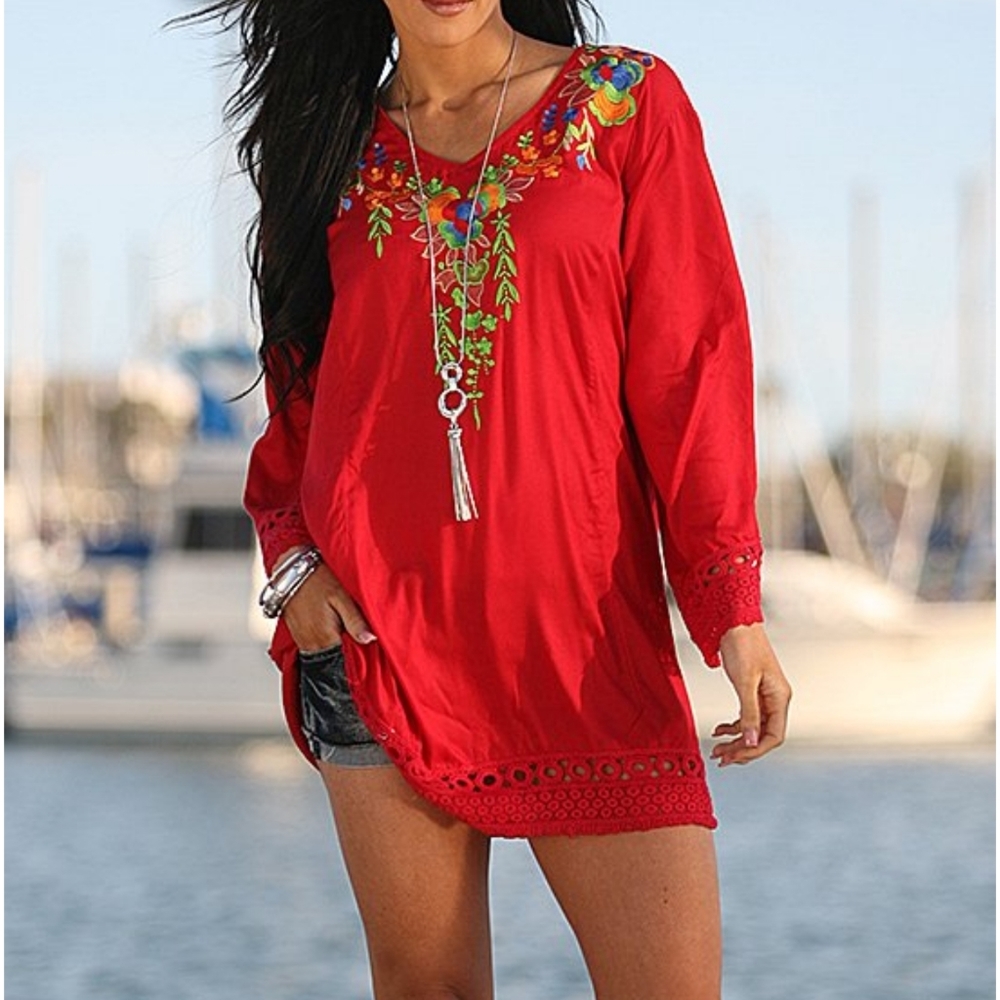 Floral Red Tunic